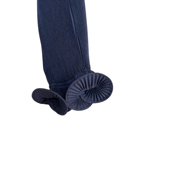 Tibi Dark Navy Sleeveless Pleated Plisse Maxi Dress Size Extra Small - Picture 5 of 6